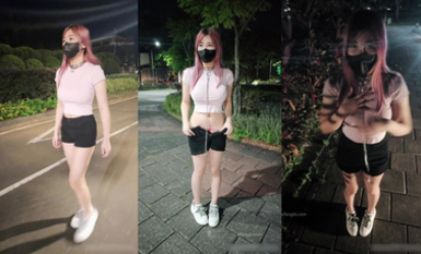 ❤️小小Q｜羞恥露出_黑暗公園，狗鍊強制露出散步